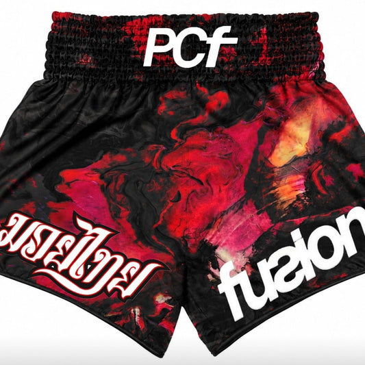 Muay Thai Red Marble Shorts